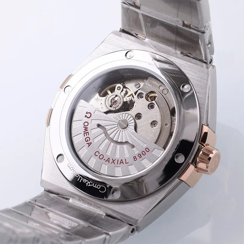 Omega Rose Gold Blue Bezel - Hình 2